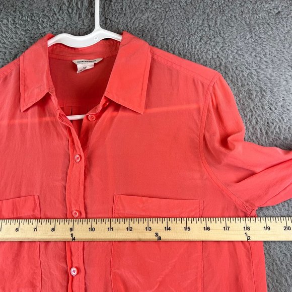 Club Monaco Womens Blouse Pink 100% Silk Button Up Long Sleeves Small - Picture 5 of 9